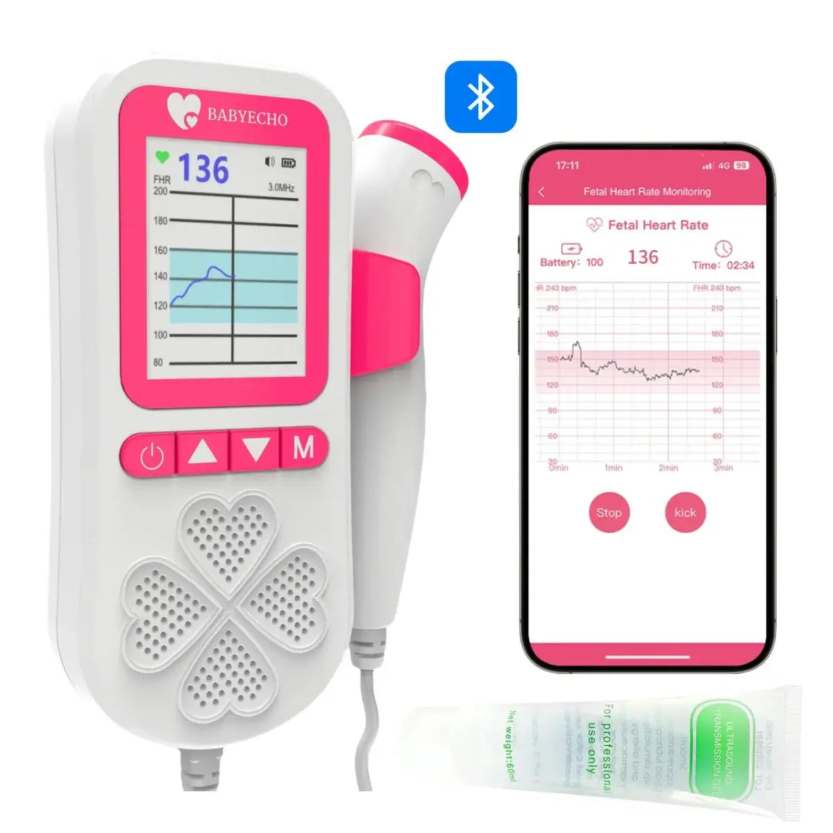 BabyEcho Fetal Doppler Baby Heartbeat Monitor for Home Use