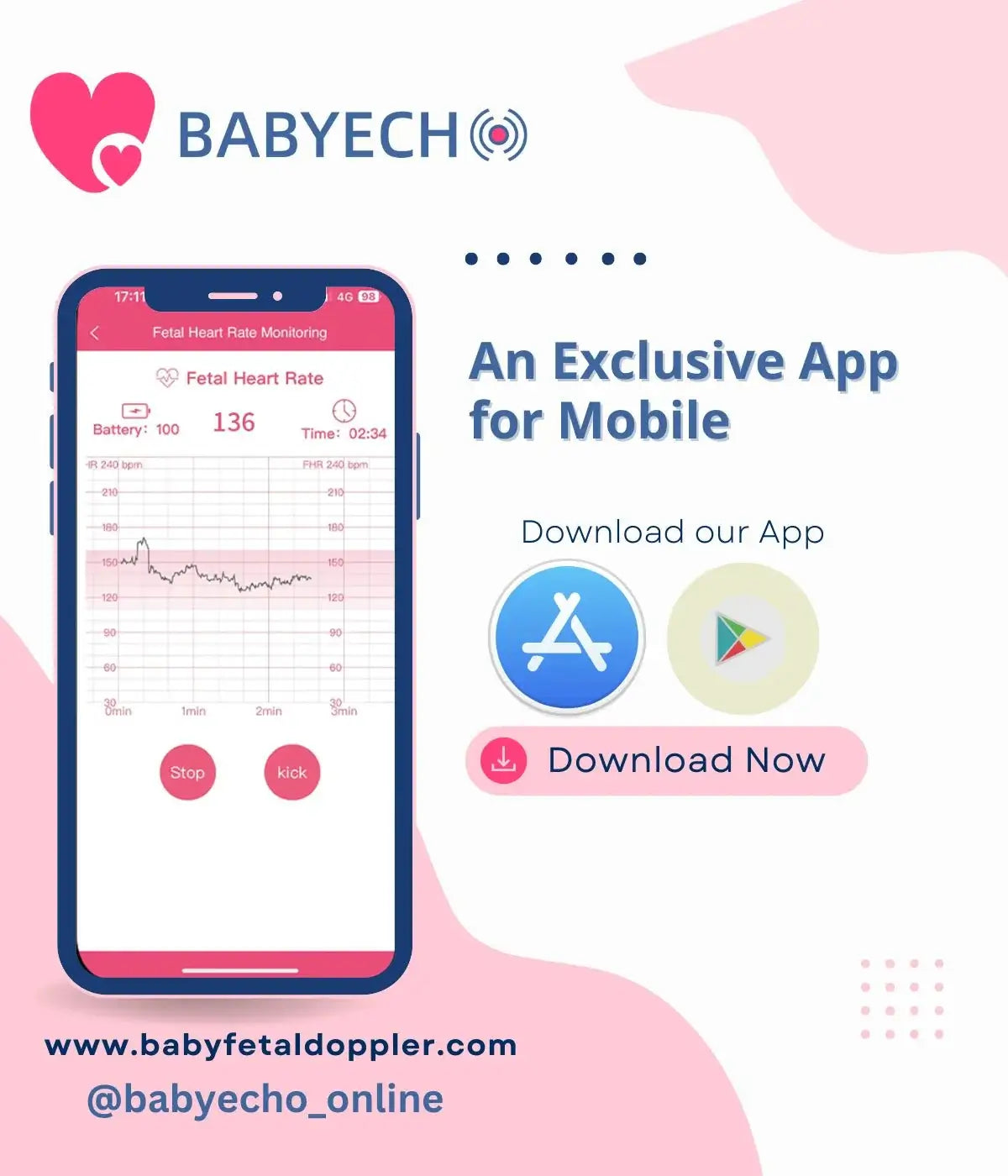 BabyEcho Fetal Doppler With Mobile APP Bluetooth Connect